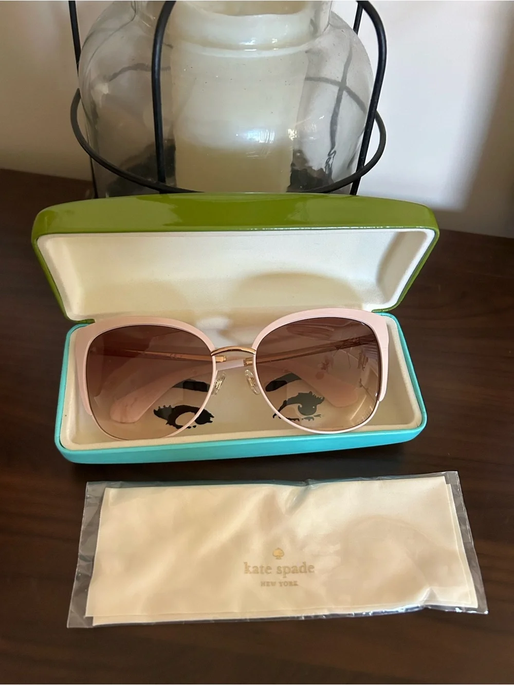 kate spade Oversized Cat-Eye Sunglasses in Pale Pink with Brown Gradient Lenses